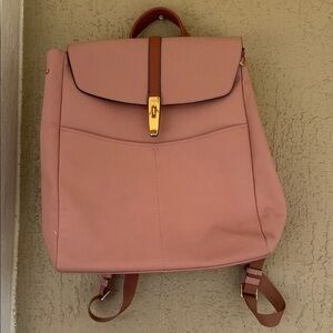 Leather Pink Backpack
